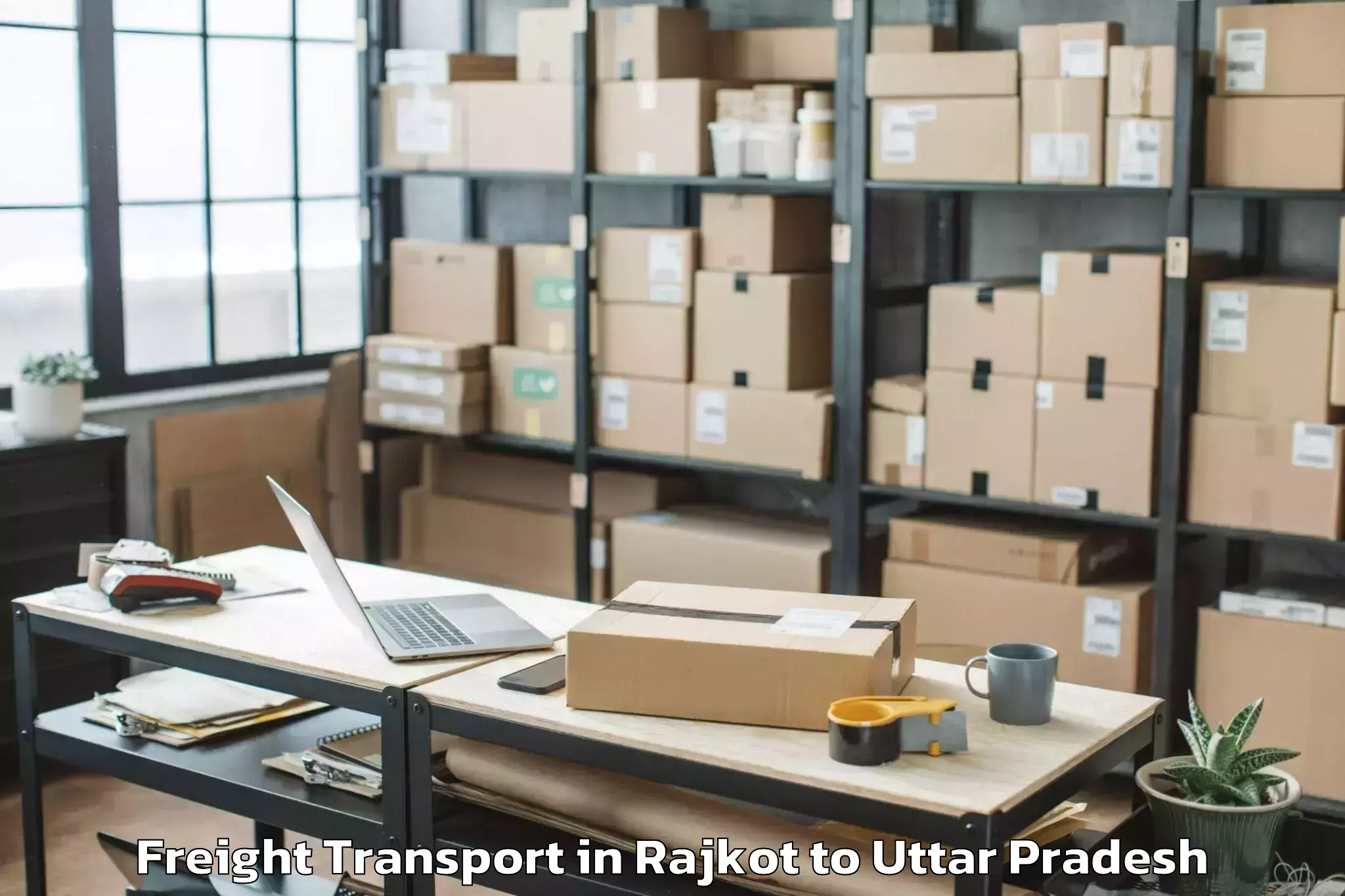 Book Rajkot to Lalganj Ajhara Freight Transport Online